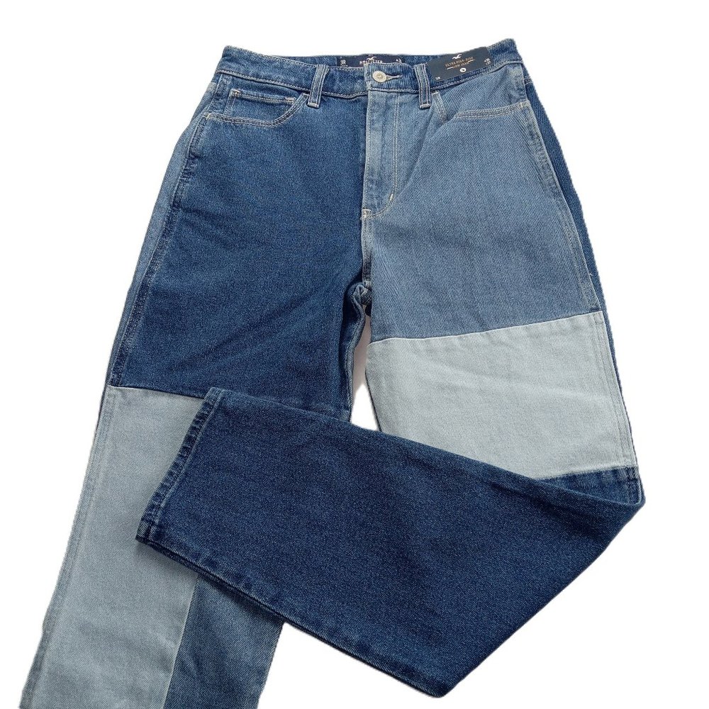 Hollister Women's Ultra High-Rise Mom Jeans Size 3 W26 L27 Patchwork Denim